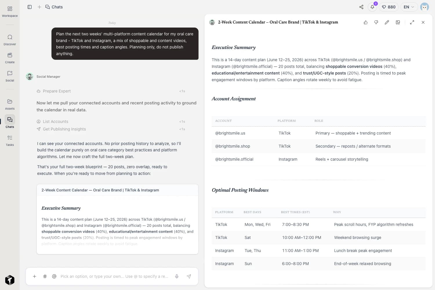 Trenz Social Manager: an Instagram publishing calendar with posts scheduled and comments and DMs handled after they go live